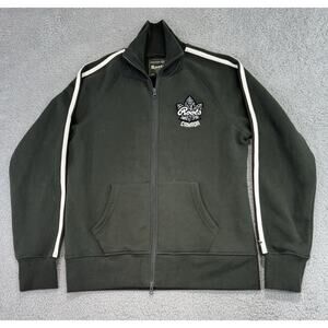 Roots Canada Mens Size Large Full Zip Sweatshirt Olive Green Jacket